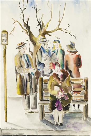 PALMER HAYDEN (1890 - 1973) Bus Stop.                                                                                                            